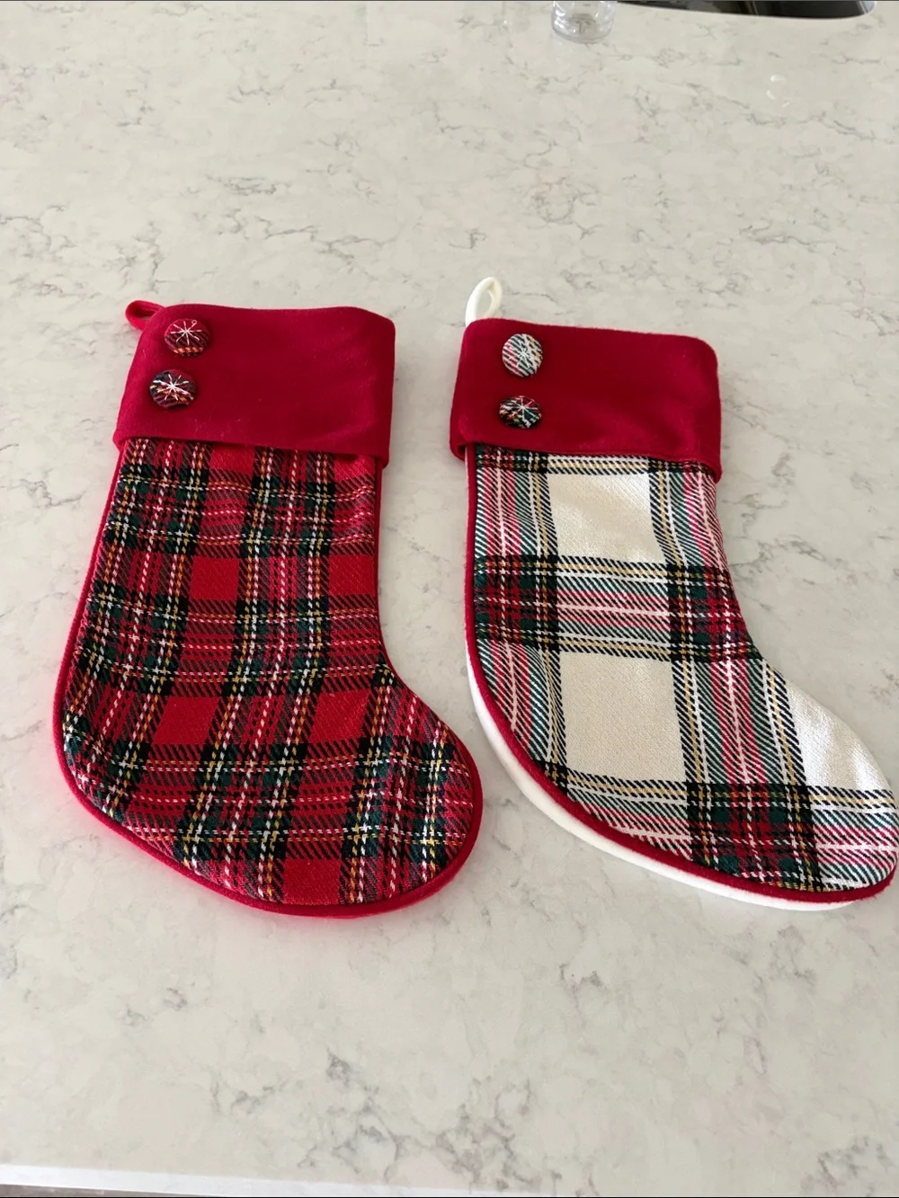 Holiday Sockings in Christmas Plaid Pair of 2